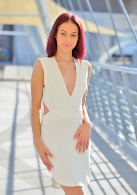 Sexy Model Dani in a White Dress